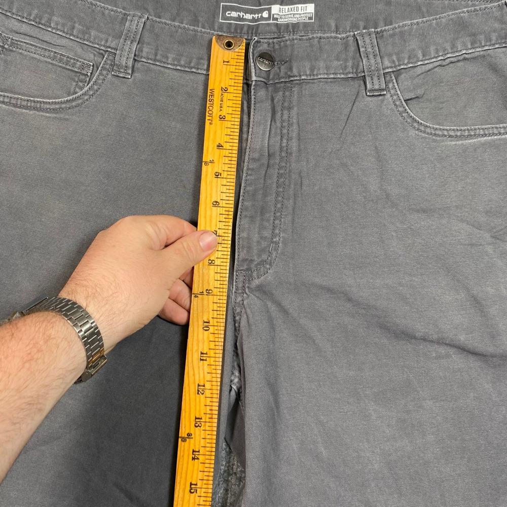 Carhartt Mens Relaxed Fit Canvas Work Pants Gray 102517 039 38x32 Utility Pocket - Picture 4 of 9